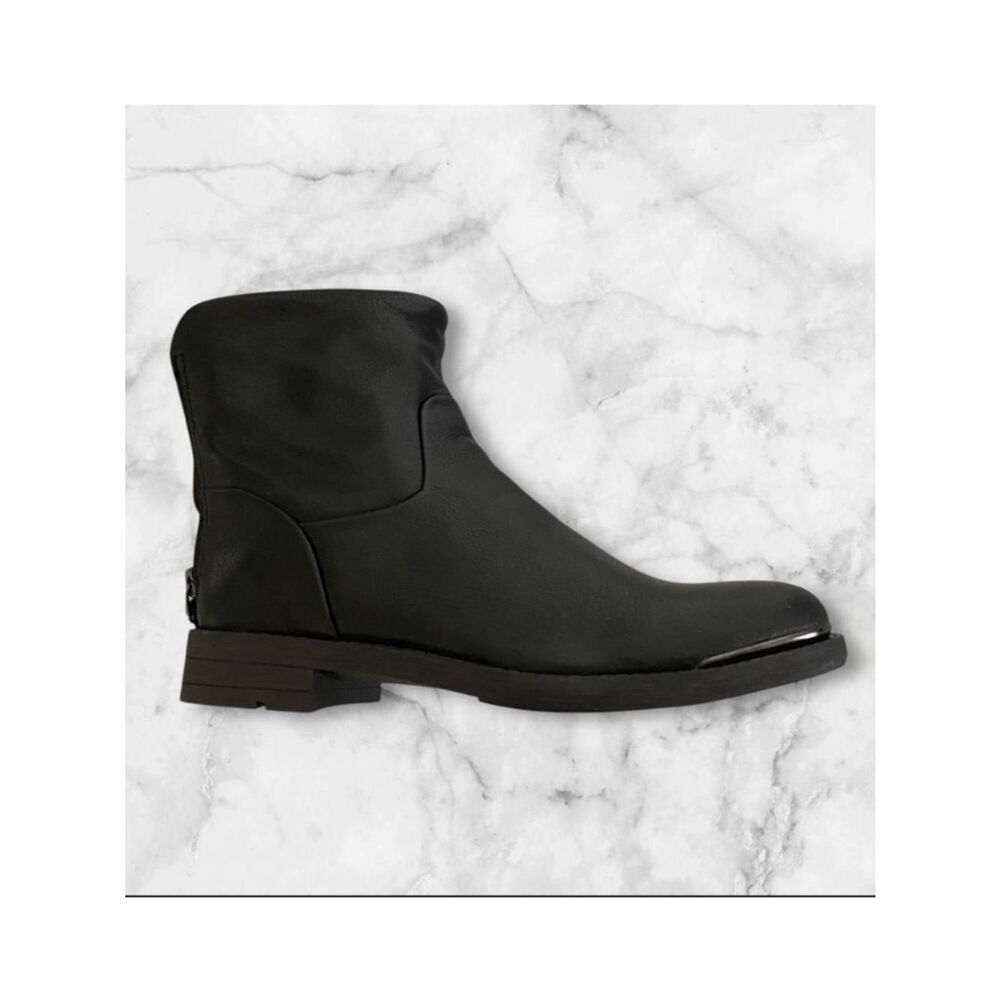 FRANCO SARTO Booties NEW Marcella Soft Genuine Leather Low Heel Black Size 6